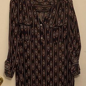 Slinky sheer print Blouse with Pockets